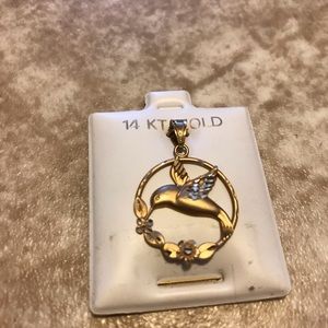 14kt gold hummingbird pendant